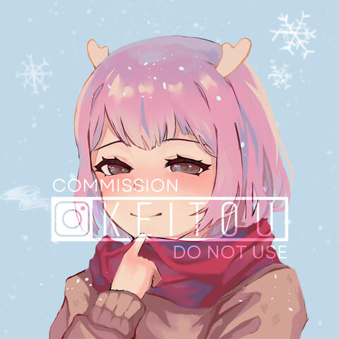 my first commissioned work. client requested a portrait of a girl with pink hair and small deer horns to use as a profile picture